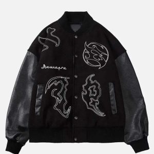 Concert Outfit Symbol Embroidery PU Leather Racing Jacket
