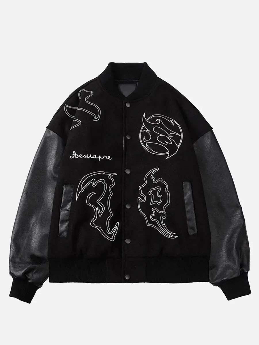 Concert Outfit Symbol Embroidery PU Leather Racing Jacket Concert Outfit Symbol Embroidery PU Leather Racing Jacket