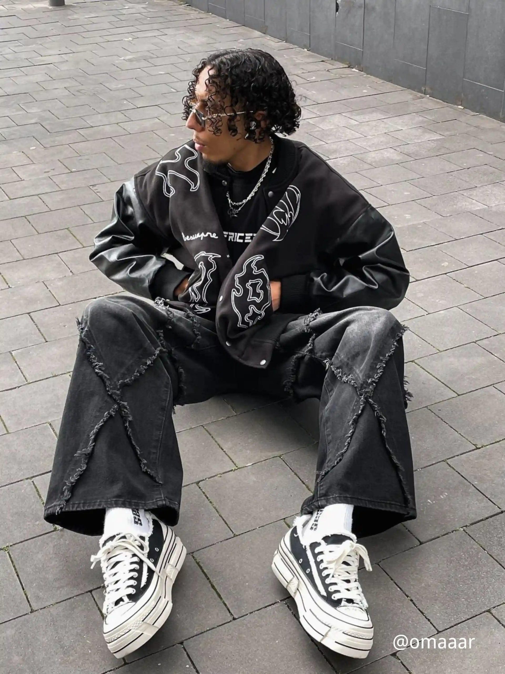 Concert Outfit Symbol Embroidery PU Leather Racing Jacket Concert Outfit Symbol Embroidery PU Leather Racing Jacket