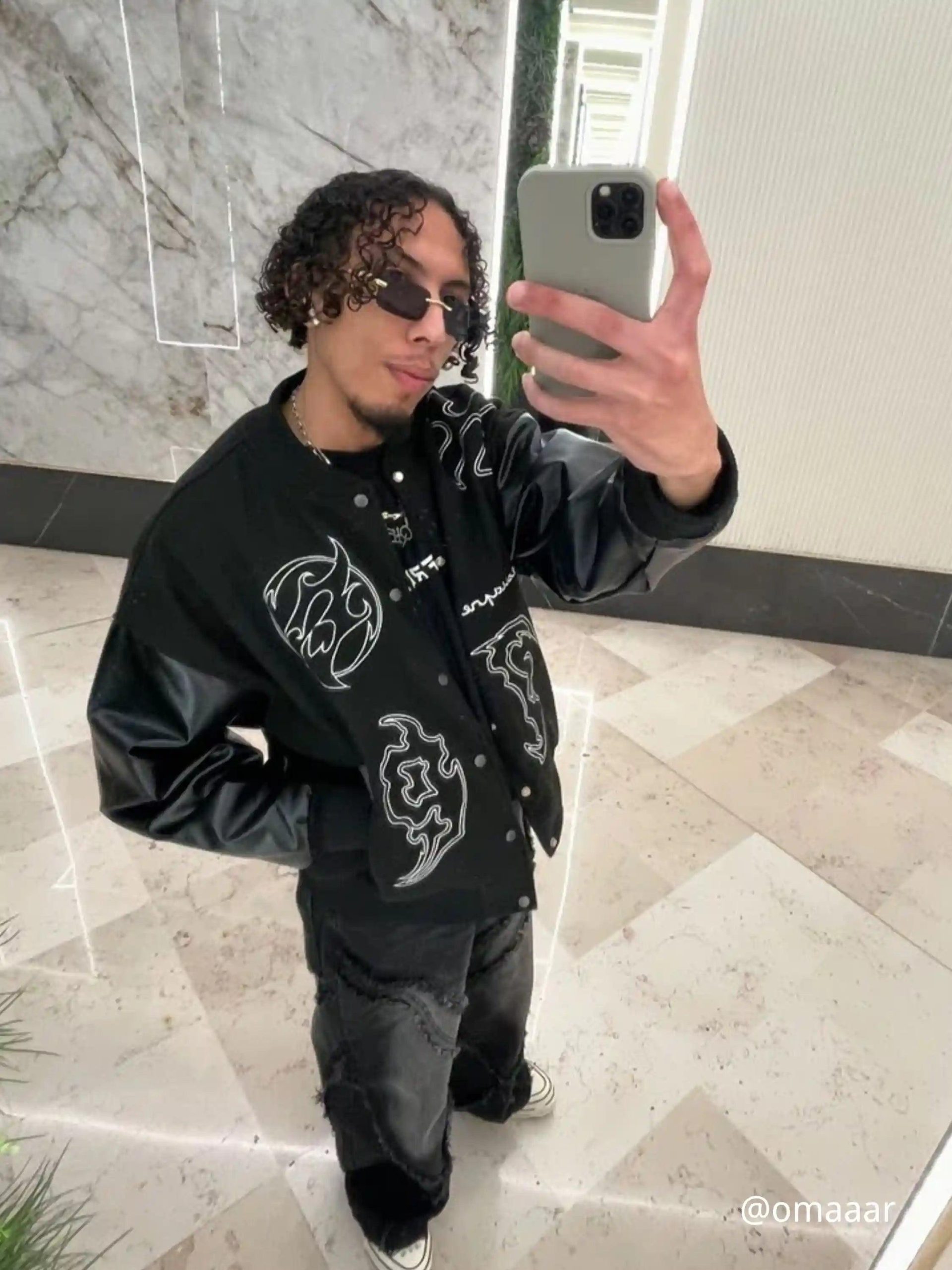 Concert Outfit Symbol Embroidery PU Leather Racing Jacket Concert Outfit Symbol Embroidery PU Leather Racing Jacket