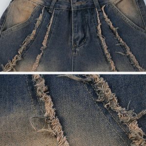 Concert Outfit Symmetrical Raw Edge Straight-Leg Jeans