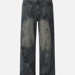 Concert Outfit Symmetrical Washed Jeans