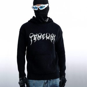 Concert Outfit Tailbone Pattern Jacquard Sweater Hoodie