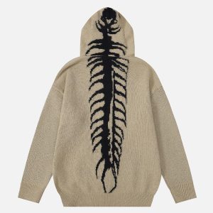 Concert Outfit Tailbone Pattern Jacquard Sweater Hoodie