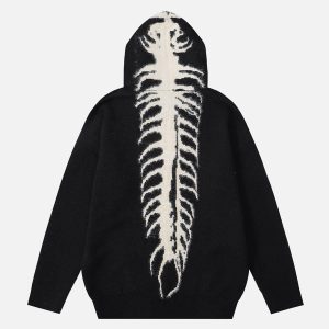 Concert Outfit Tailbone Pattern Jacquard Sweater Hoodie
