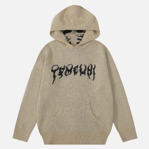 Concert Outfit Tailbone Pattern Jacquard Sweater Hoodie