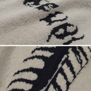 Concert Outfit Tailbone Pattern Jacquard Sweater Hoodie