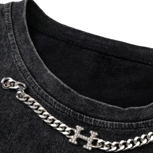 Concert Outfit ThesupermadeVintage Metallic Phantom Letter Distressed Washed Vest