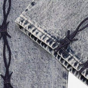 Concert Outfit Thorn Chain Embroidered Jeans