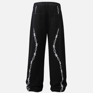 Concert Outfit Thorn Chain Embroidered Jeans
