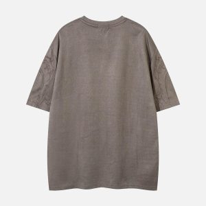 Concert Outfit Thorn Embroidery Suede T-Shirt
