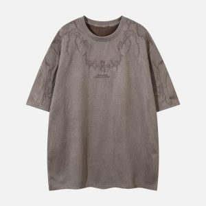 Concert Outfit Thorn Embroidery Suede T-Shirt