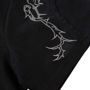 Concert Outfit Thorn Embroidery Suede T-Shirt