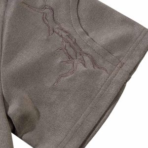 Concert Outfit Thorn Embroidery Suede T-Shirt