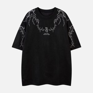 Concert Outfit Thorn Embroidery Suede T-Shirt