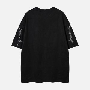 Concert Outfit Thorn Embroidery Suede T-Shirt