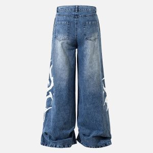 Concert Outfit Thorn Print Washed Oversized Jeans