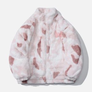 Concert Outfit Tie Dye Angel Bunny Label Sherpa Coat