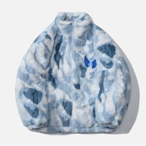 Concert Outfit Tie Dye Angel Bunny Label Sherpa Coat