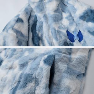 Concert Outfit Tie Dye Angel Bunny Label Sherpa Coat