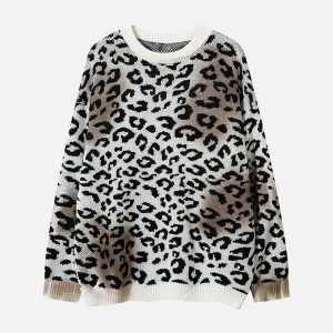 Concert Outfit Tie-Dye Cheetah Jacquard Sweater