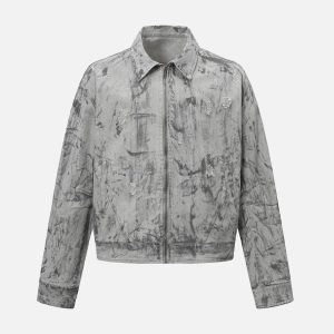 Concert Outfit Tie-Dye Denim Bomber Jacket