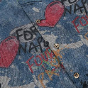 Concert Outfit Tie-Dye Denim Graffiti Polo T-Shirt