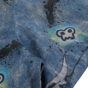 Concert Outfit Tie-Dye Denim Graffiti Polo T-Shirt