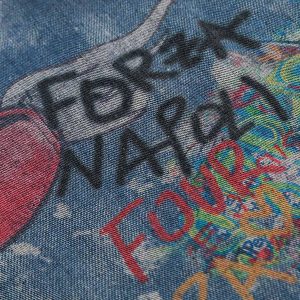 Concert Outfit Tie-Dye Denim Graffiti Polo T-Shirt