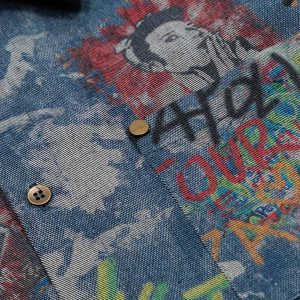 Concert Outfit Tie-Dye Denim Graffiti Polo T-Shirt