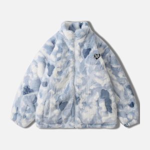 Concert Outfit Tie-Dye Heart Sherpa Coat