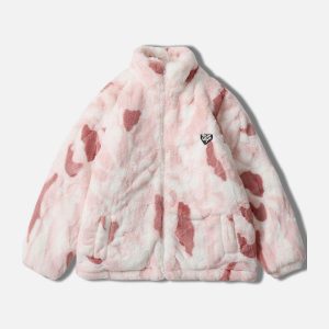 Concert Outfit Tie-Dye Heart Sherpa Coat