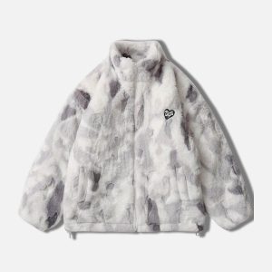 Concert Outfit Tie-Dye Heart Sherpa Coat