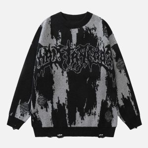 Concert Outfit Tie Dye Letter Print Sweater