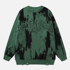 Concert Outfit Tie Dye Letter Print Sweater