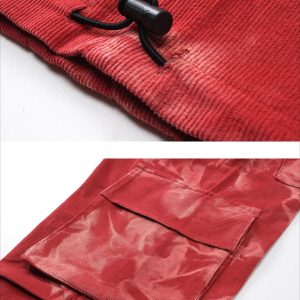 Concert Outfit Tie-Dye Pleated Corduroy Multi-Pocket Pants