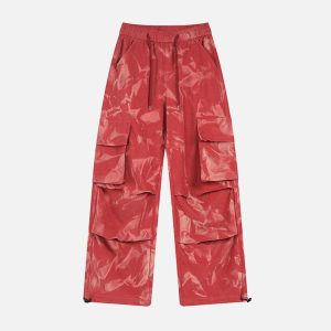Concert Outfit Tie-Dye Pleated Corduroy Multi-Pocket Pants