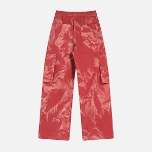 Concert Outfit Tie-Dye Pleated Corduroy Multi-Pocket Pants