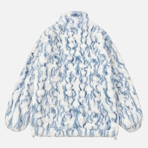 Concert Outfit Tie-Dye Stand Collar Sherpa Jacket