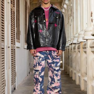 Concert Outfit Tie-Dye Waste Style Camouflage Cargo Jeans