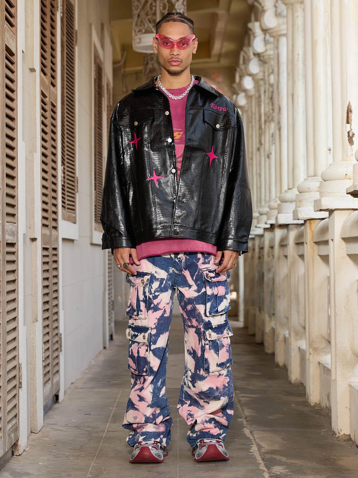 Concert Outfit Tie-Dye Waste Style Camouflage Cargo Jeans Concert Outfit Tie-Dye Waste Style Camouflage Cargo Jeans