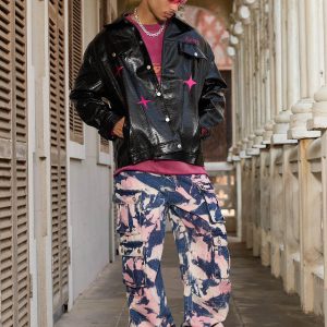 Concert Outfit Tie-Dye Waste Style Camouflage Cargo Jeans