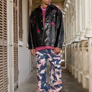 Concert Outfit Tie-Dye Waste Style Camouflage Cargo Jeans