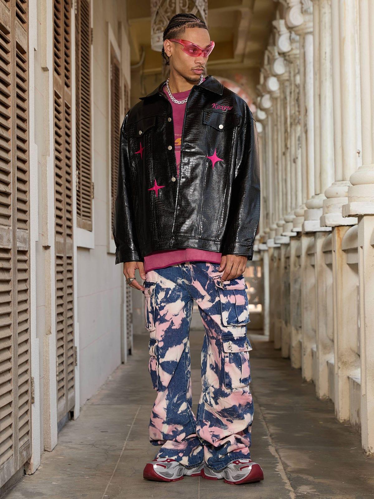 Concert Outfit Tie-Dye Waste Style Camouflage Cargo Jeans Concert Outfit Tie-Dye Waste Style Camouflage Cargo Jeans