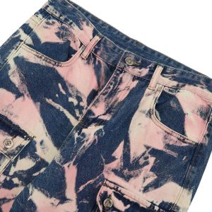 Concert Outfit Tie-Dye Waste Style Camouflage Cargo Jeans