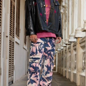 Concert Outfit Tie-Dye Waste Style Camouflage Cargo Jeans