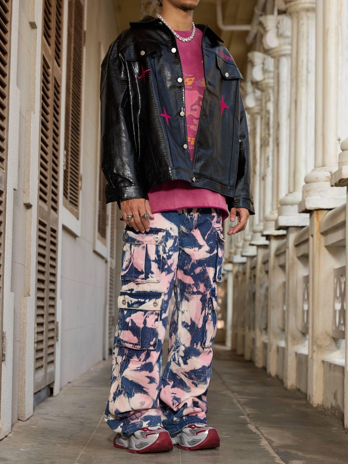 Concert Outfit Tie-Dye Waste Style Camouflage Cargo Jeans Concert Outfit Tie-Dye Waste Style Camouflage Cargo Jeans