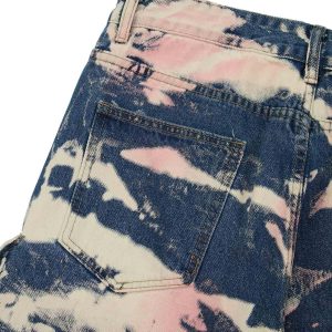 Concert Outfit Tie-Dye Waste Style Camouflage Cargo Jeans
