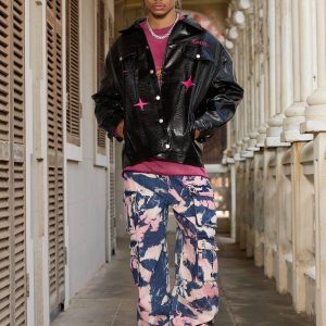 Concert Outfit Tie-Dye Waste Style Camouflage Cargo Jeans