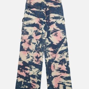 Concert Outfit Tie-Dye Waste Style Camouflage Cargo Jeans